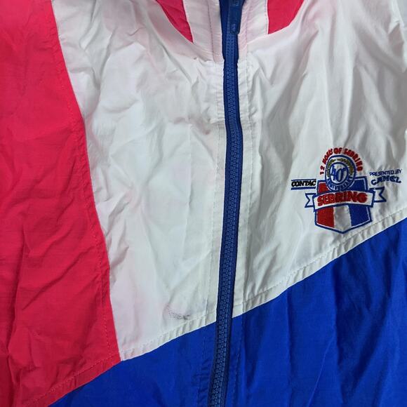 Vintage 12 Hours of Sebring Jacket Mens Large Blue White Racing Windbreaker 90s - Picture 5 of 15